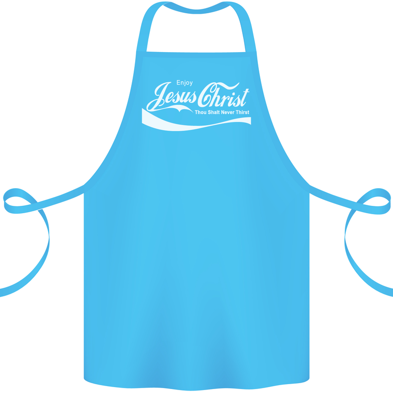 Enjoy Jesus Christ Funny Chiristian Cotton Apron 100% Organic Turquoise