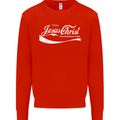 Enjoy Jesus Christ Funny Chiristian Kids Sweatshirt Jumper Bright Red