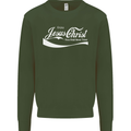 Enjoy Jesus Christ Funny Chiristian Kids Sweatshirt Jumper Forest Green