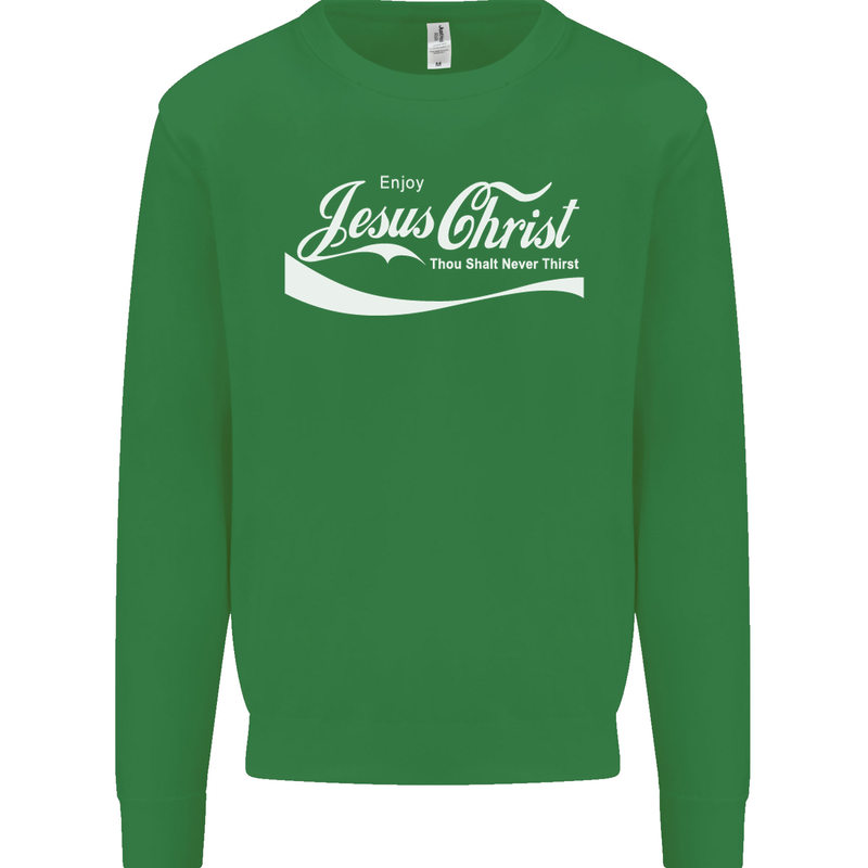 Enjoy Jesus Christ Funny Chiristian Kids Sweatshirt Jumper Irish Green
