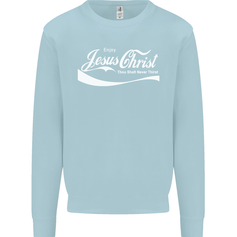 Enjoy Jesus Christ Funny Chiristian Kids Sweatshirt Jumper Light Blue