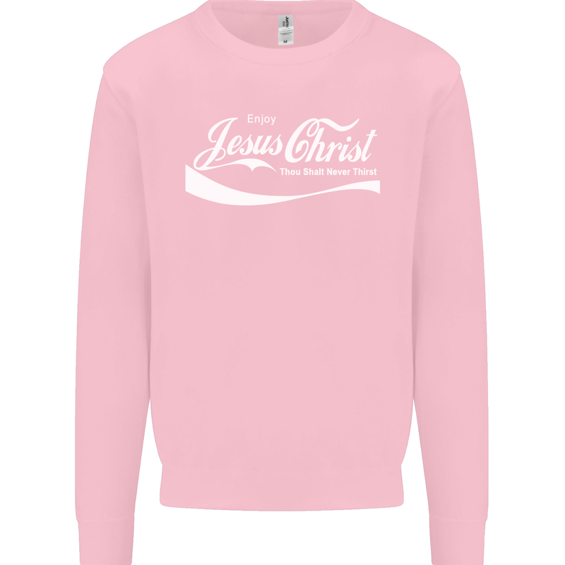 Enjoy Jesus Christ Funny Chiristian Kids Sweatshirt Jumper Light Pink