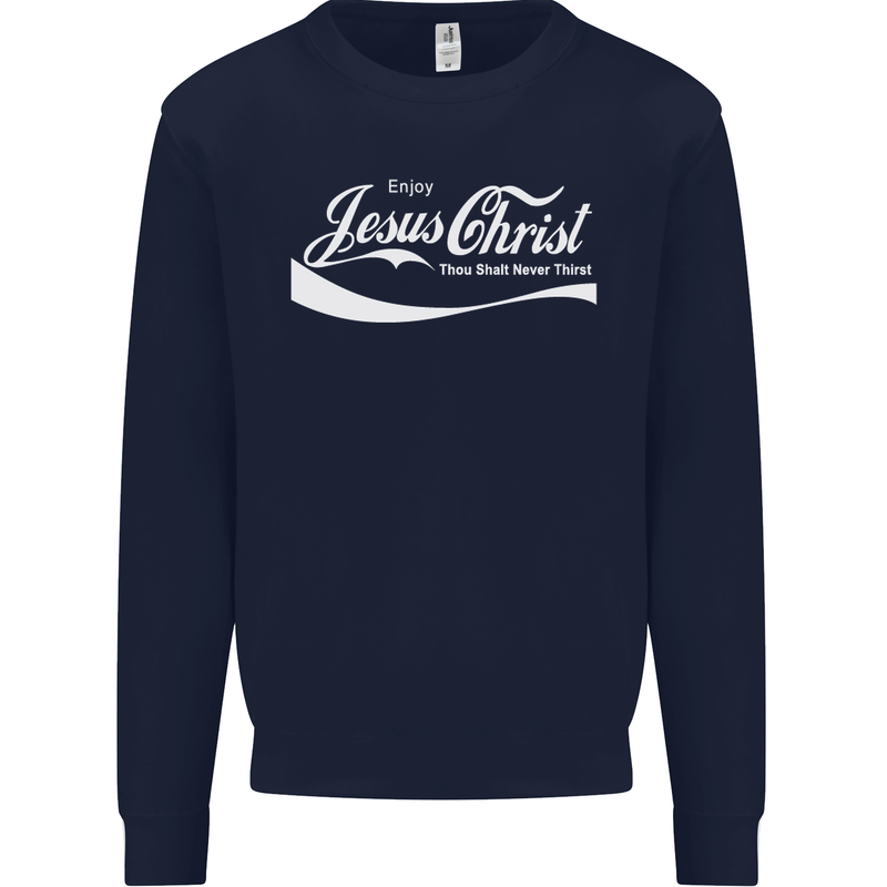 Enjoy Jesus Christ Funny Chiristian Kids Sweatshirt Jumper Navy Blue