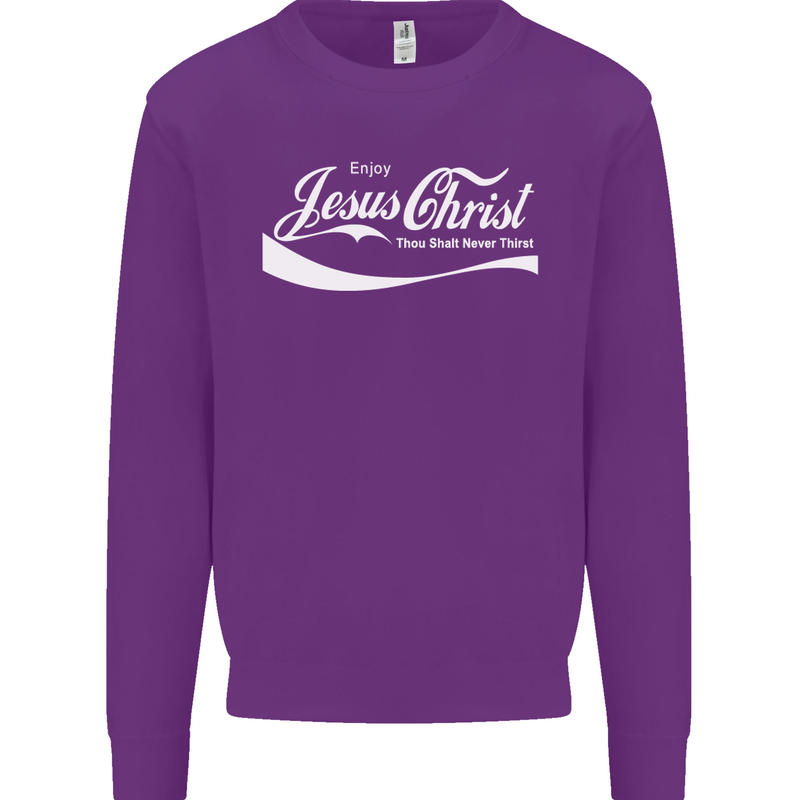 Enjoy Jesus Christ Funny Chiristian Kids Sweatshirt Jumper Purple
