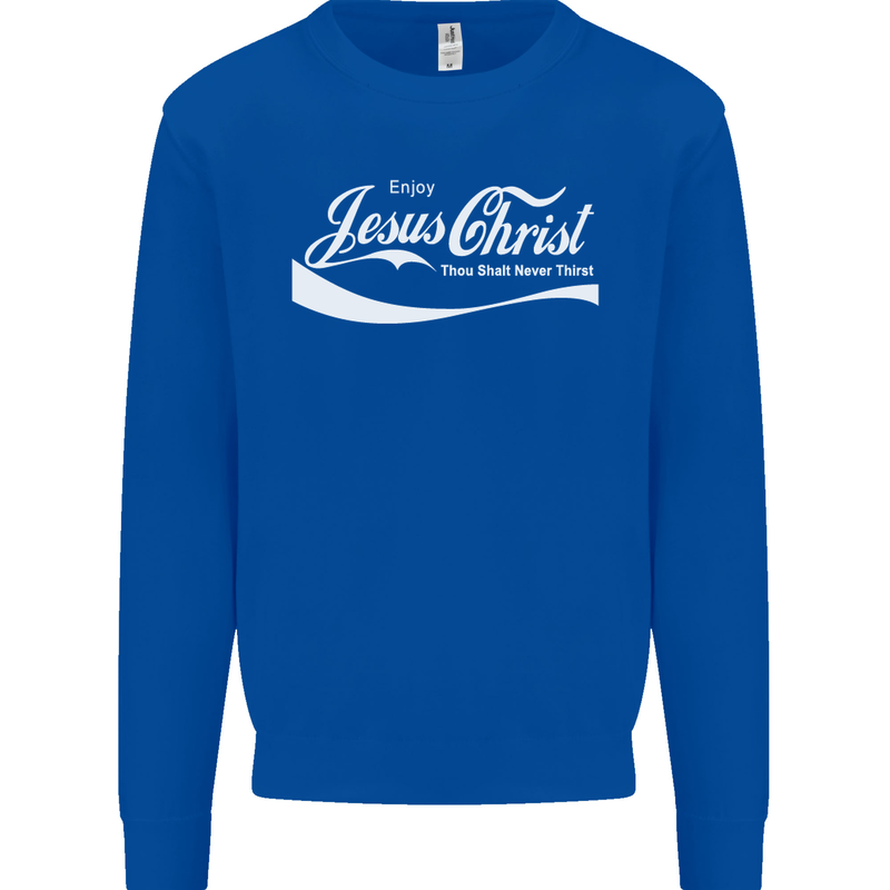 Enjoy Jesus Christ Funny Chiristian Kids Sweatshirt Jumper Royal Blue