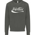 Enjoy Jesus Christ Funny Chiristian Kids Sweatshirt Jumper Storm Grey