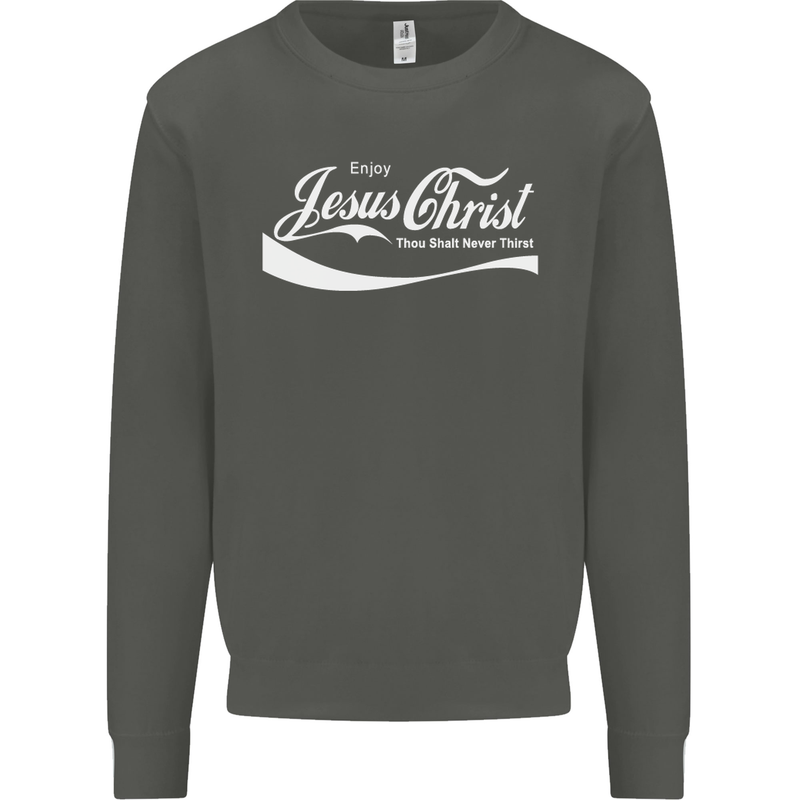 Enjoy Jesus Christ Funny Chiristian Kids Sweatshirt Jumper Storm Grey