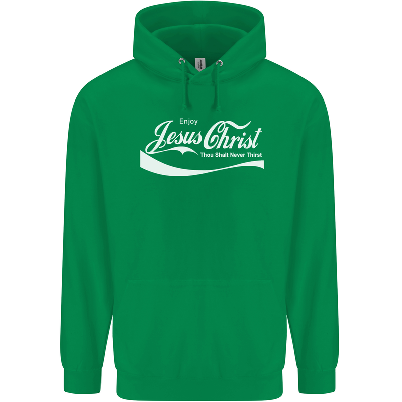 Enjoy Jesus Christ Funny Chiristian Mens 80% Cotton Hoodie Irish Green