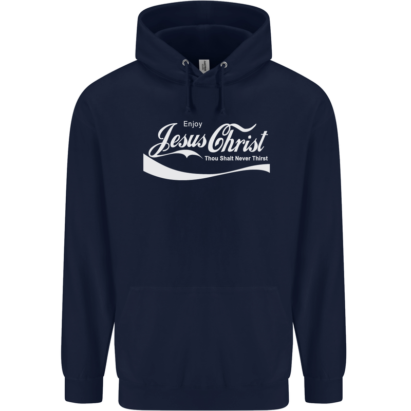 Enjoy Jesus Christ Funny Chiristian Mens 80% Cotton Hoodie Navy Blue