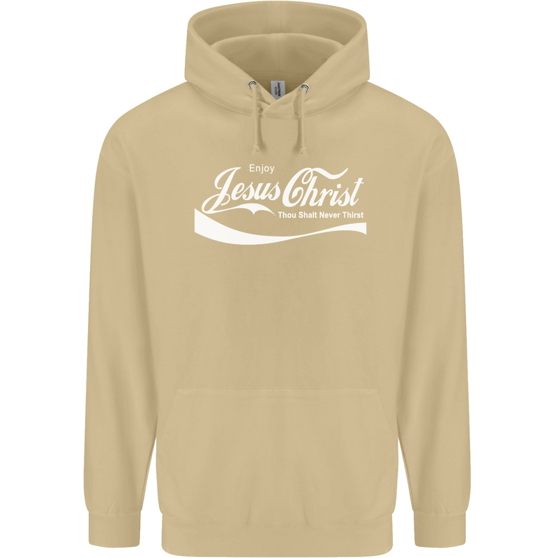 Enjoy Jesus Christ Funny Chiristian Mens 80% Cotton Hoodie Sand