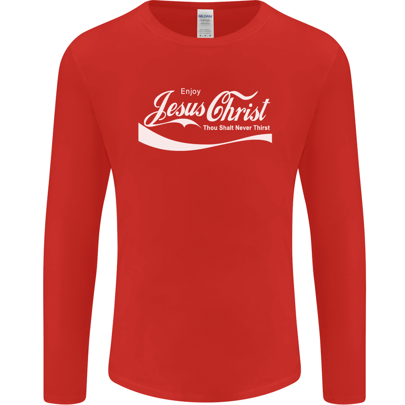 Enjoy Jesus Christ Funny Chiristian Mens Long Sleeve T-Shirt Red