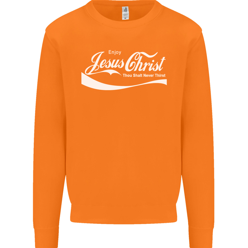 Enjoy Jesus Christ Funny Chiristian Mens Sweatshirt Jumper Orange