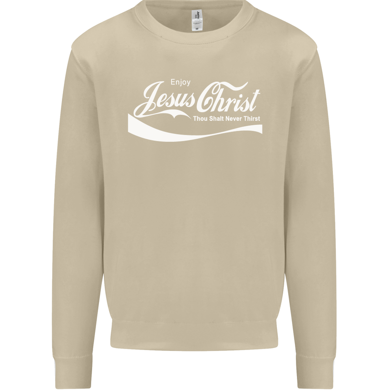 Enjoy Jesus Christ Funny Chiristian Mens Sweatshirt Jumper Sand