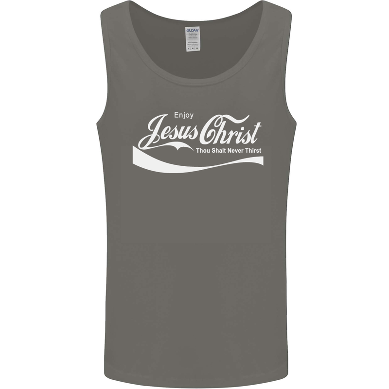 Enjoy Jesus Christ Funny Chiristian Mens Vest Tank Top Charcoal