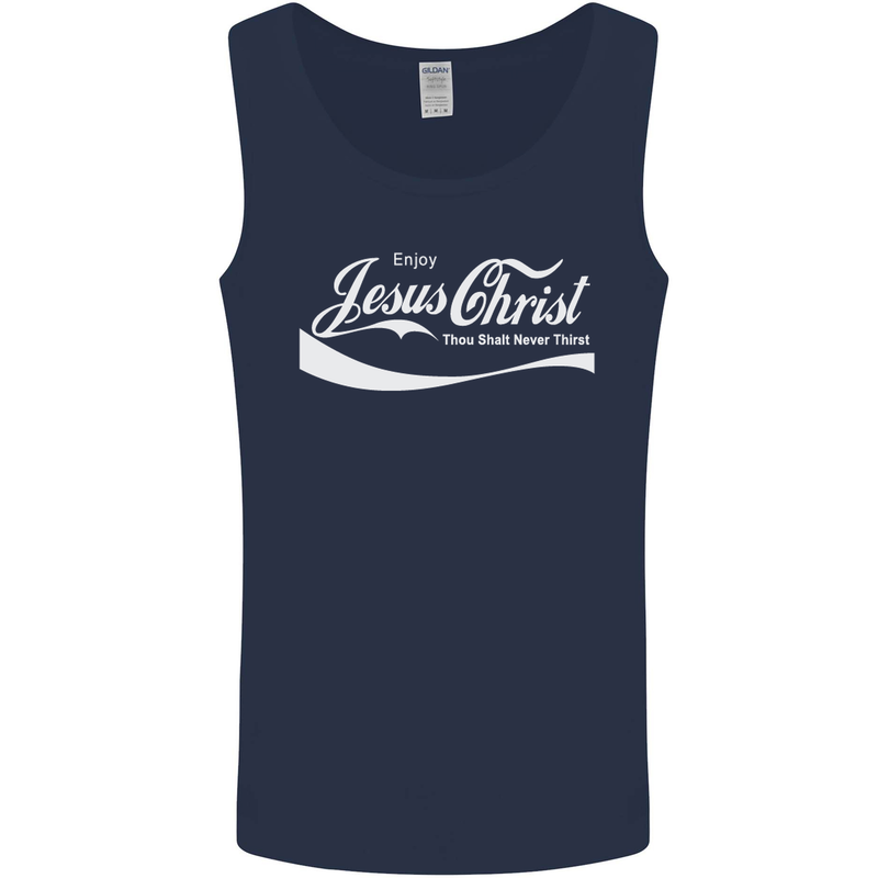 Enjoy Jesus Christ Funny Chiristian Mens Vest Tank Top Navy Blue