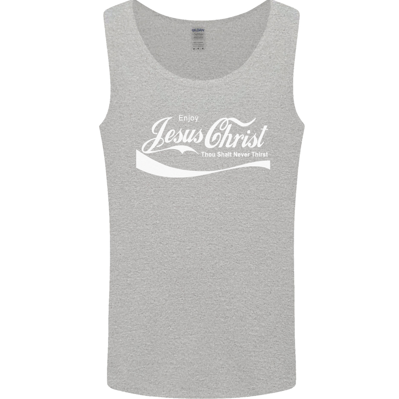 Enjoy Jesus Christ Funny Chiristian Mens Vest Tank Top Sports Grey