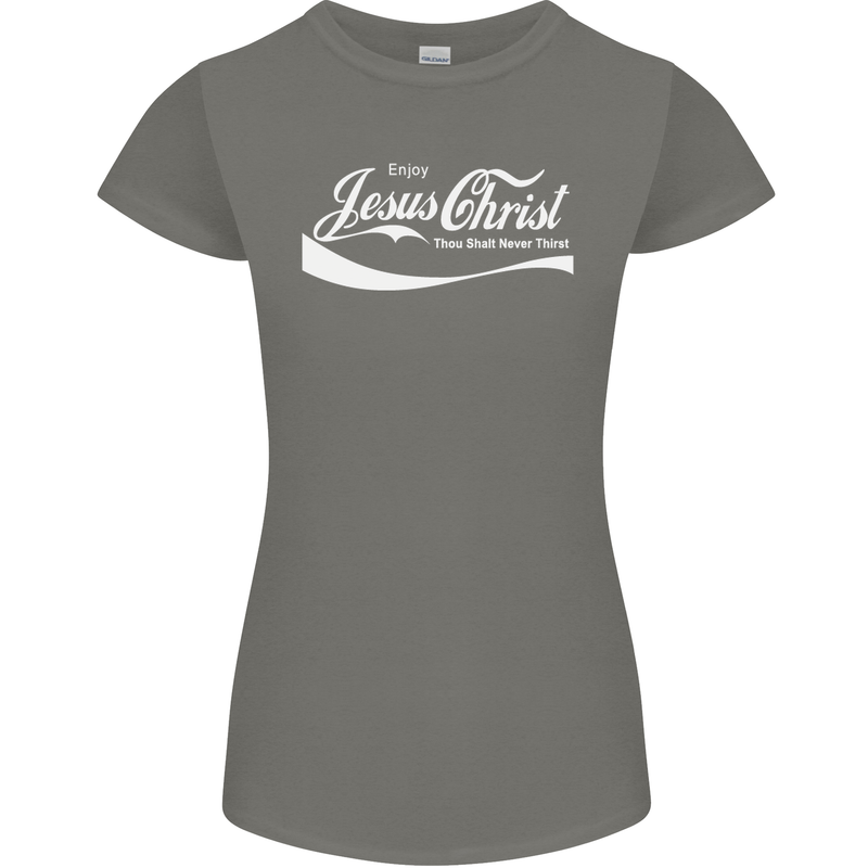 Enjoy Jesus Christ Funny Chiristian Womens Petite Cut T-Shirt Charcoal