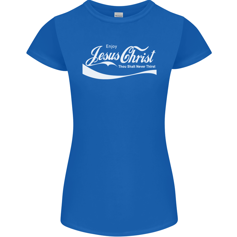 Enjoy Jesus Christ Funny Chiristian Womens Petite Cut T-Shirt Royal Blue