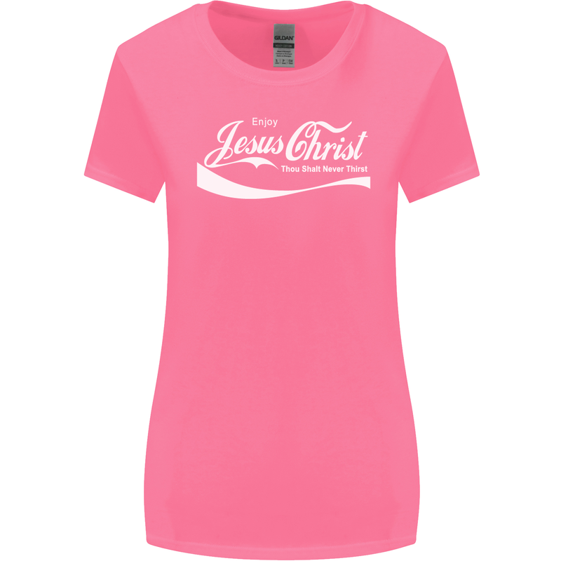 Enjoy Jesus Christ Funny Chiristian Womens Wider Cut T-Shirt Azalea