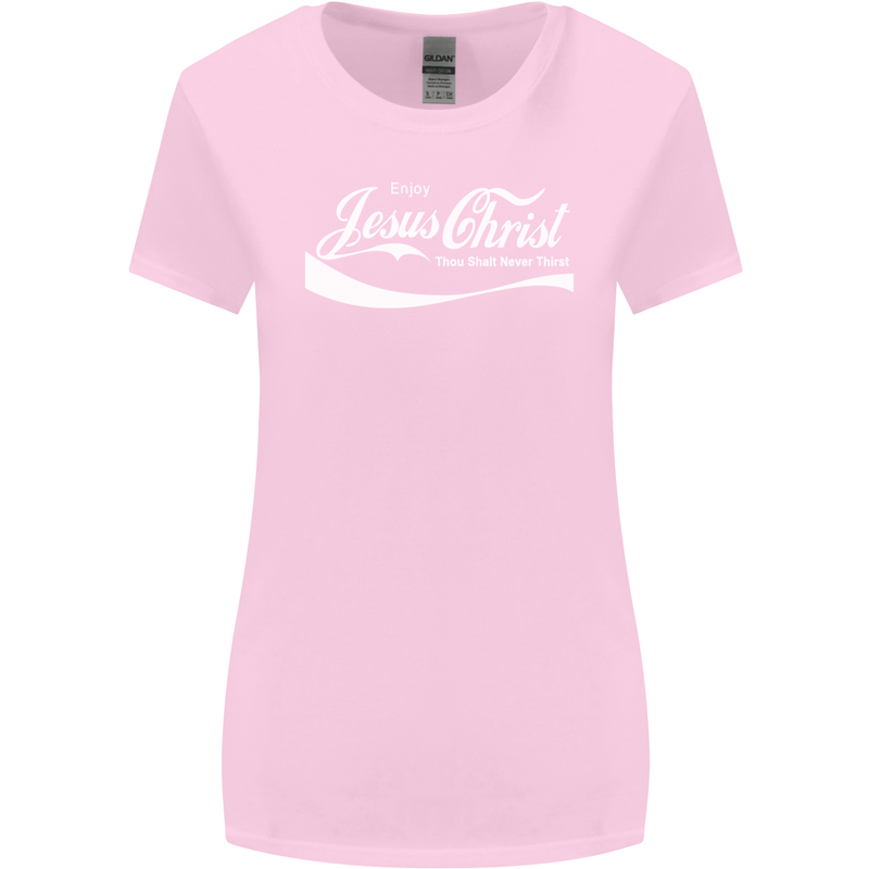 Enjoy Jesus Christ Funny Chiristian Womens Wider Cut T-Shirt Light Pink