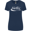 Enjoy Jesus Christ Funny Chiristian Womens Wider Cut T-Shirt Navy Blue