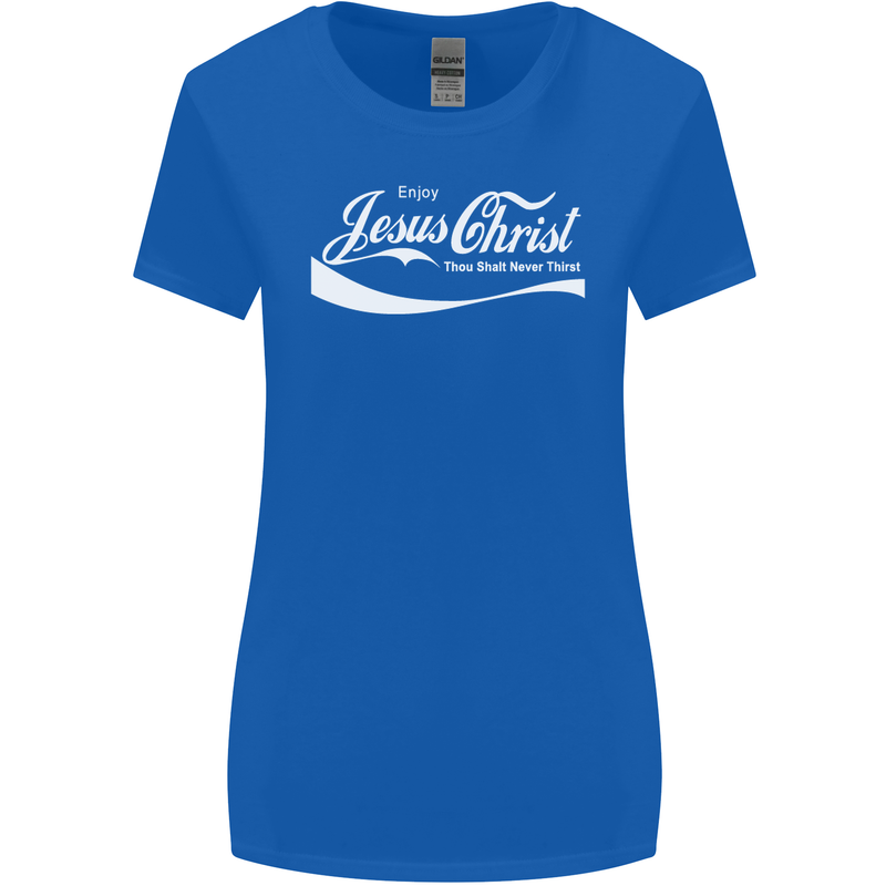 Enjoy Jesus Christ Funny Chiristian Womens Wider Cut T-Shirt Royal Blue