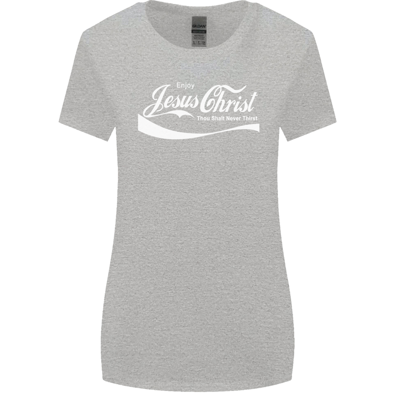 Enjoy Jesus Christ Funny Chiristian Womens Wider Cut T-Shirt Sports Grey