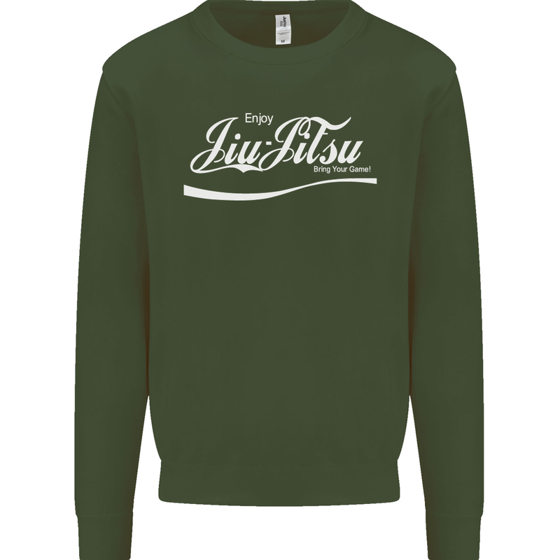 Enjoy Jiu Jitsu MMA Mixed Martial Art Funny Kids Sweatshirt Jumper Forest Green