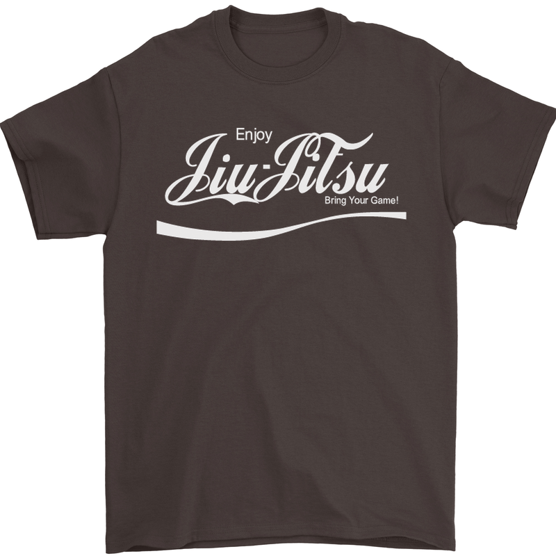 Enjoy Jiu Jitsu MMA Mixed Martial Art Funny Mens T-Shirt Cotton Gildan Dark Chocolate