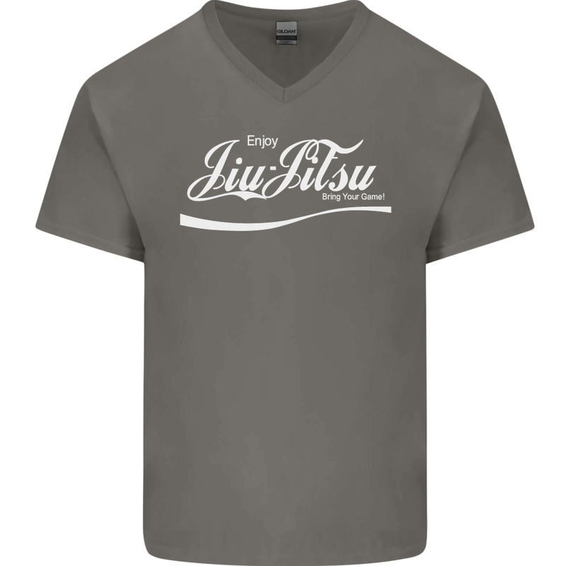 Enjoy Jiu Jitsu MMA Mixed Martial Art Funny Mens V-Neck Cotton T-Shirt Charcoal