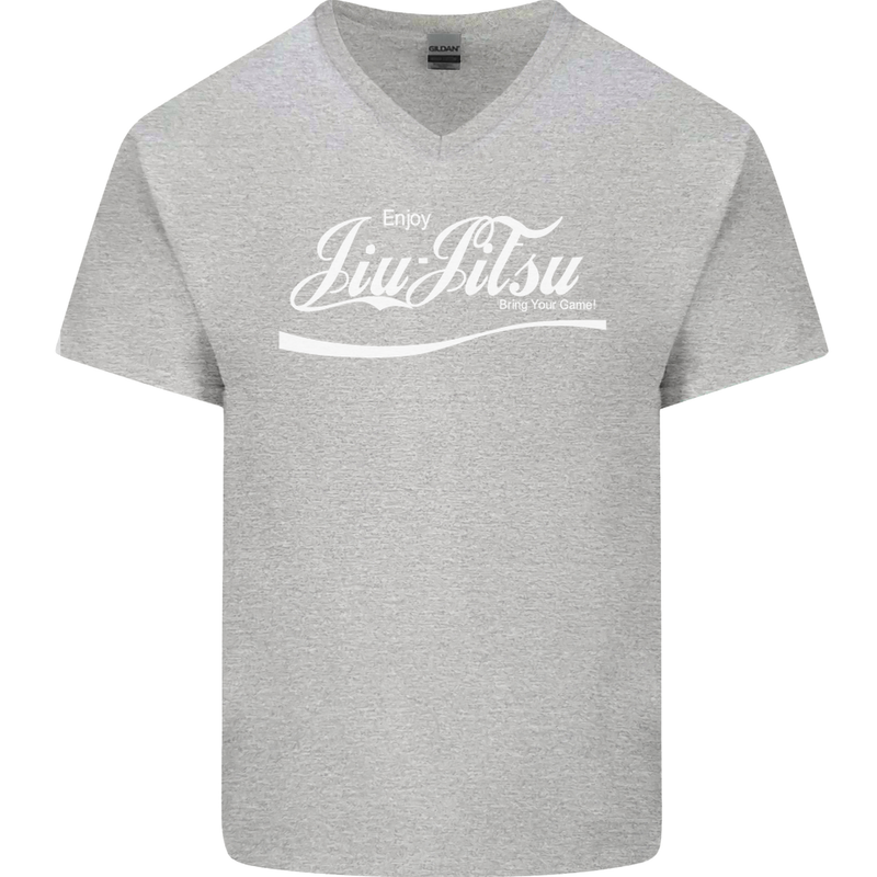 Enjoy Jiu Jitsu MMA Mixed Martial Art Funny Mens V-Neck Cotton T-Shirt Sports Grey