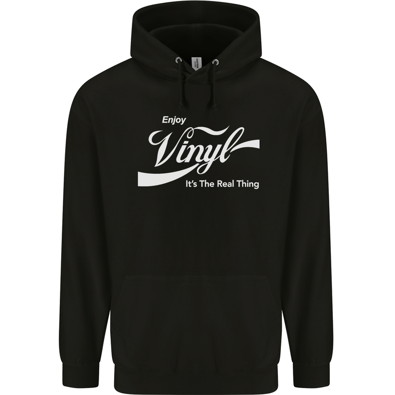 Enjoy Vinyl DJ DJing Decks Turntable Funny Childrens Kids Hoodie Black