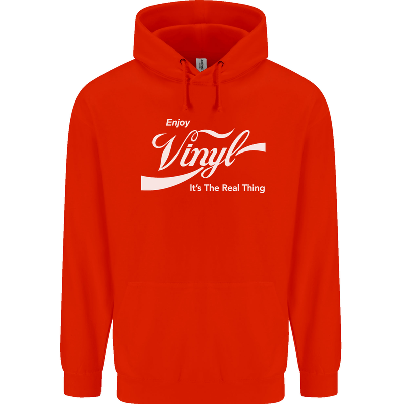 Enjoy Vinyl DJ DJing Decks Turntable Funny Childrens Kids Hoodie Bright Red