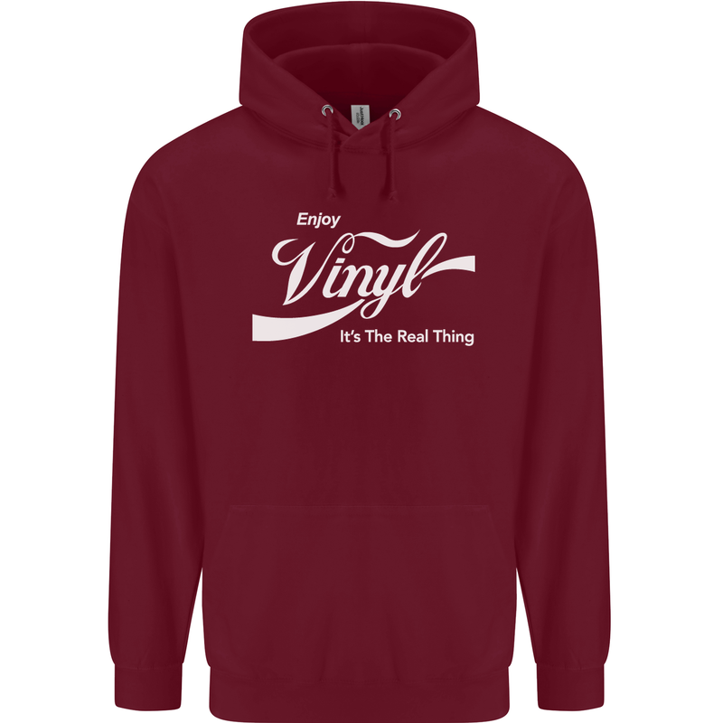 Enjoy Vinyl DJ DJing Decks Turntable Funny Childrens Kids Hoodie Maroon