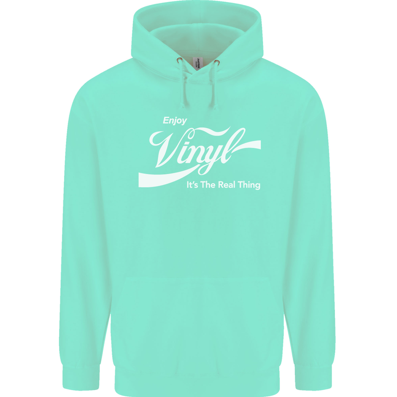 Enjoy Vinyl DJ DJing Decks Turntable Funny Childrens Kids Hoodie Peppermint