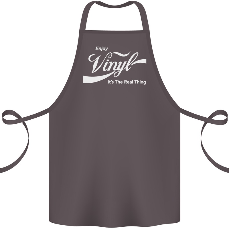 Enjoy Vinyl DJ DJing Decks Turntable Funny Cotton Apron 100% Organic Dark Grey