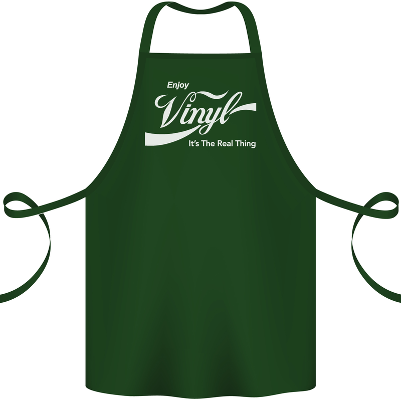 Enjoy Vinyl DJ DJing Decks Turntable Funny Cotton Apron 100% Organic Forest Green