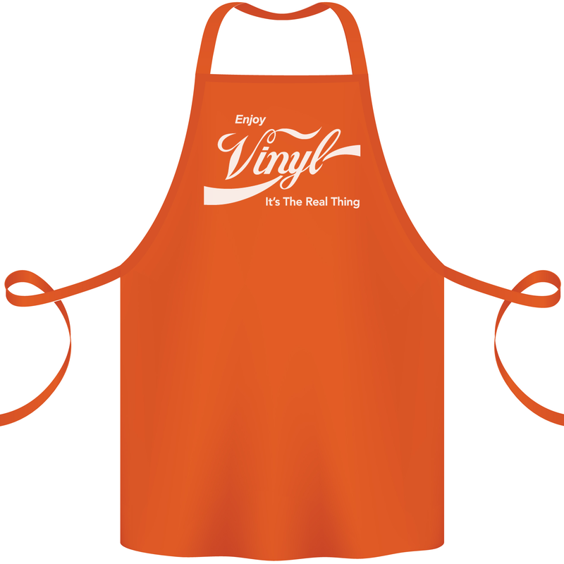 Enjoy Vinyl DJ DJing Decks Turntable Funny Cotton Apron 100% Organic Orange