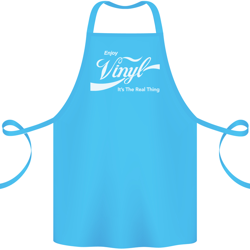 Enjoy Vinyl DJ DJing Decks Turntable Funny Cotton Apron 100% Organic Turquoise