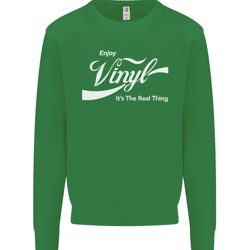 Enjoy Vinyl DJ DJing Decks Turntable Funny Kids Sweatshirt Jumper Irish Green