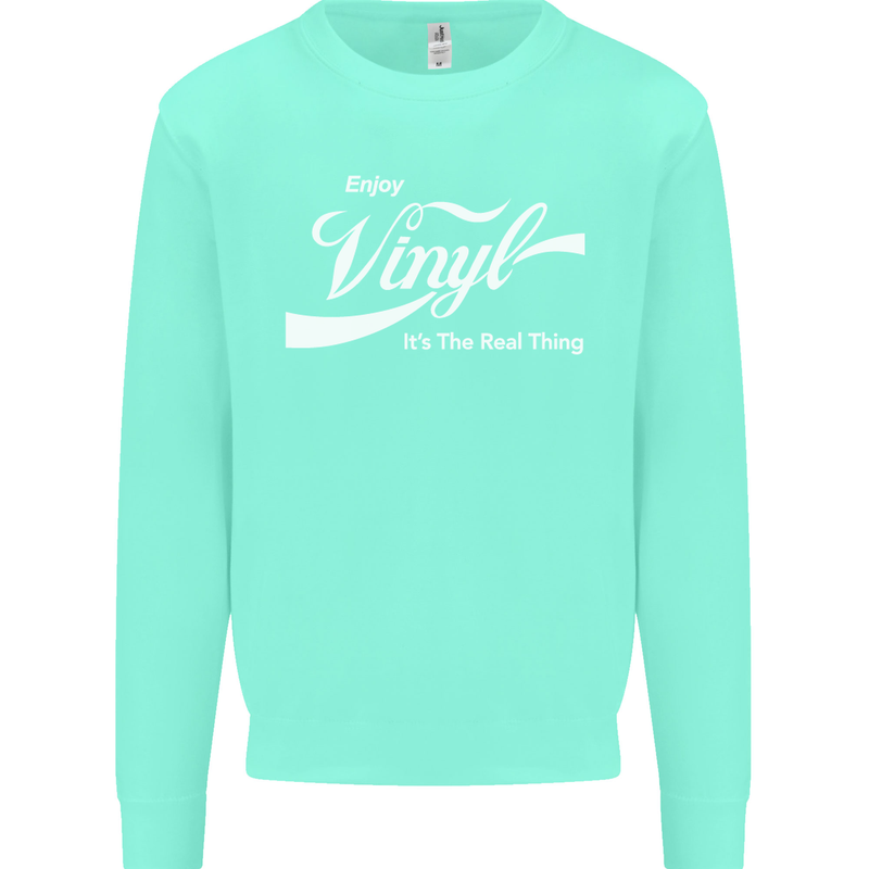 Enjoy Vinyl DJ DJing Decks Turntable Funny Kids Sweatshirt Jumper Peppermint