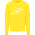 Enjoy Vinyl DJ DJing Decks Turntable Funny Kids Sweatshirt Jumper Yellow