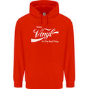 Enjoy Vinyl DJ DJing Decks Turntable Funny Mens 80% Cotton Hoodie Bright Red