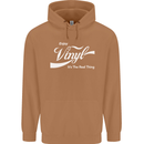 Enjoy Vinyl DJ DJing Decks Turntable Funny Mens 80% Cotton Hoodie Caramel Latte