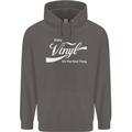 Enjoy Vinyl DJ DJing Decks Turntable Funny Mens 80% Cotton Hoodie Charcoal
