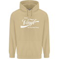 Enjoy Vinyl DJ DJing Decks Turntable Funny Mens 80% Cotton Hoodie Sand
