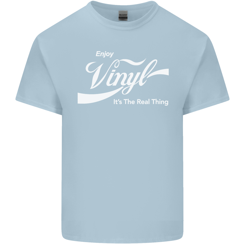 Enjoy Vinyl DJ DJing Decks Turntable Funny Mens Cotton T-Shirt Tee Top Light Blue