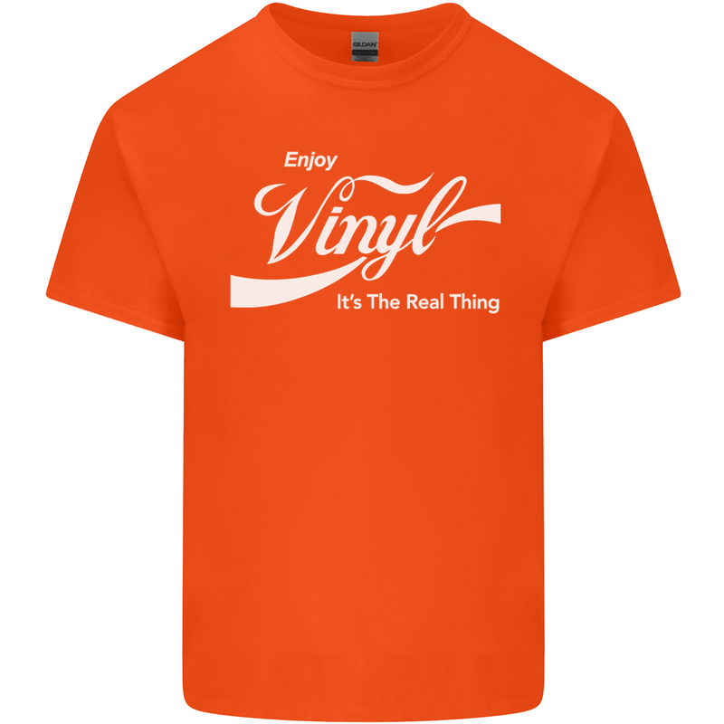 Enjoy Vinyl DJ DJing Decks Turntable Funny Mens Cotton T-Shirt Tee Top Orange