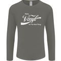 Enjoy Vinyl DJ DJing Decks Turntable Funny Mens Long Sleeve T-Shirt Charcoal
