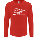 Enjoy Vinyl DJ DJing Decks Turntable Funny Mens Long Sleeve T-Shirt Red